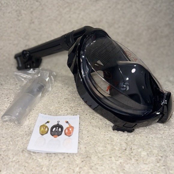 Wstoo Other - WSTOO Full Face Snorkel Mask Adult Black 180° View Dry Top Anti-Fog Camera Mount